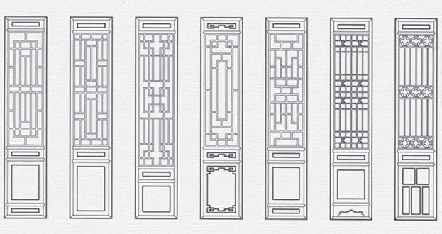 鹤城常用中式仿古花窗图案隔断设计图