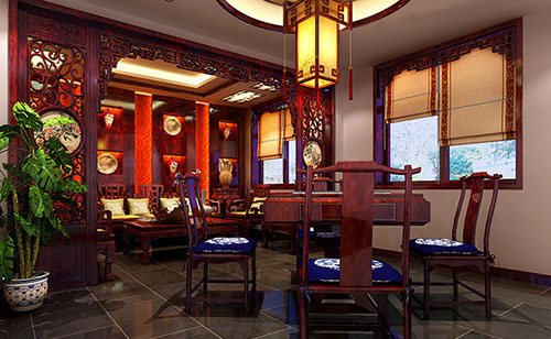 鹤城古典中式风格茶楼包间设计装修效果图